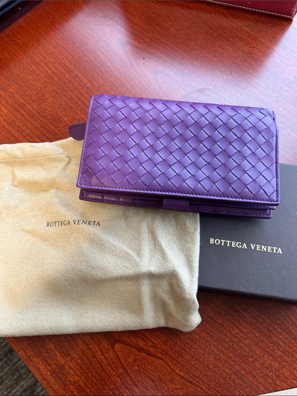 Bottega Veneta Violet Intrecciato Leather Card & Key Holder Authentic NWT